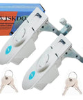 Two-piece zinc alloy compression latches deliver secure flush sealing with easy hand-operated lever action, shown with keys