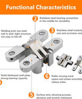 LAGALO 2-pack concealed cross hinge, 2.76 in, zinc alloy with screws; for cabinets and wooden boxes (front view).