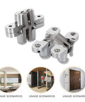 Front view of LAGALO 2-pack hidden cross hinges; chrome zinc alloy with screws