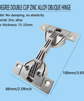 Hidden Zinc Alloy Door Hinge Set 125 Degree Oblique Side Swing For Cabinets And Bathrooms 2 Pieces Silver, 100x66mm, zinc alloy