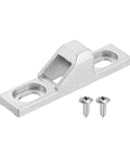 Sliding Door Keeper Zinc Alloy Silver, 2.36 x 0.55 Inches with Mounting Screws, shown with hardware