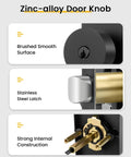 Zinc-alloy Matte Black Exterior Door Lock Set With Square Contemporary Knob And Deadbolt, featuring brushed surface and steel latch.