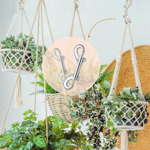 20 Pieces 3.5 Inch Double Ended Bolt Snap Hooks Zinc Alloy With Double Trigger Chain Metal Clips For Key Holders Linking Key Chains Pet Leashes Dog Collars Horse Tack And Feed Water Buckets used as plant hangers