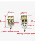 58mm Metal Sheave Zinc Alloy Fixed Pulley Crown Block and Tackle Lifting Wheel Mini Single/Double Pulley(Moving-Double-58mm)