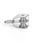 Side view of Metal Sheave Zinc Alloy Fixed Pulley Crown Block and Tackle Lifting Wheel Mini Single/Double Pulley for DIY(M25 Double).