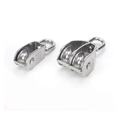 Metal Sheave Zinc Alloy Fixed Pulley Crown Block and Tackle Lifting Wheel Mini Single/Double Pulley for DIY (M25 Double) close-up