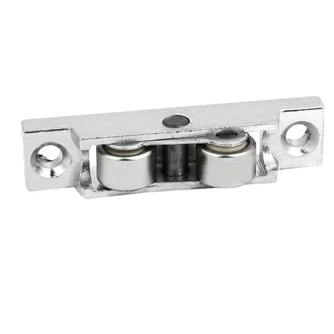 Zinc Alloy Double Roller Window Pulley Wheel For Sliding Doors 59mm By 13mm By 13mm Silver Tone 4 Pack front view