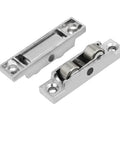 Zinc Alloy Double Roller Window Pulley Wheel For Sliding Doors 59mm By 13mm By 13mm Silver Tone 4 Pack, showing top view.