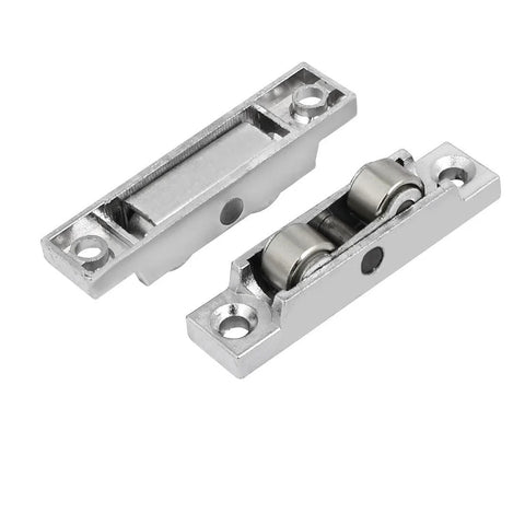 Zinc Alloy Double Roller Window Pulley Wheel For Sliding Doors 59mm By 13mm By 13mm Silver Tone 4 Pack, showing top view.