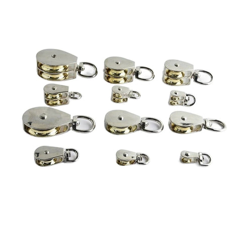 Assorted sizes of 75mm DIY Mini Metal Sheave Zinc Alloy Fixed Pulley Crown Block and Tackle Lifting Wheel Single/Double Pulley.