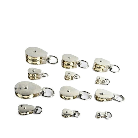 75mm DIY Mini Metal Sheave Zinc Alloy Fixed Pulley Crown Block and Tackle Lifting Wheel Single/Double Pulley in various sizes.