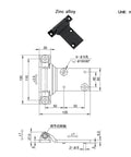 Technical drawing of Heavy Duty Zinc Alloy Hinge for large electrical cabinet doors, zinc alloy construction, dimensions in millimeters.