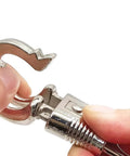 Close-up of a zinc alloy quick release panic snap being held, part of 10 Pack Panic Snap Quick Release Metal Snap For Paracord And Get Back Whips.