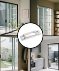 Hook Style Patio Sliding Door Keepers Silver Zinc Alloy Lock Keeper Latch Replacement Two Pieces With Screws Durable Metal Construction 62x16x8mm Size With 47mm Hole Distance Easy To Install