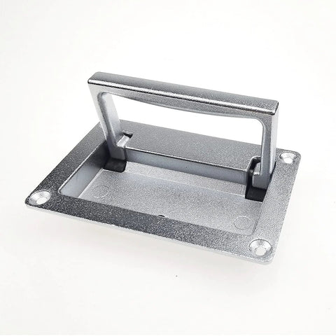 Zinc Alloy Recessed Pull Handle For Cabinets And Equipment Slim Flush Lift Door Handle 4.37 By 2.74 Inches Sand Chrome Plated