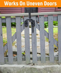 Zinc Alloy Rotary Sliding Door Lock for Patio and Screen Doors Safety Latch installed on wooden gate.