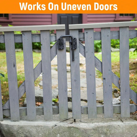 Zinc Alloy Rotary Sliding Door Lock for Patio and Screen Doors Safety Latch installed on wooden gate.