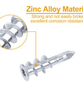 Close-up of a self-drilling zinc drywall anchor from #8 Zinc Self-Drilling Drywall Anchors and Screws Kit, highlighting corrosion resistance.