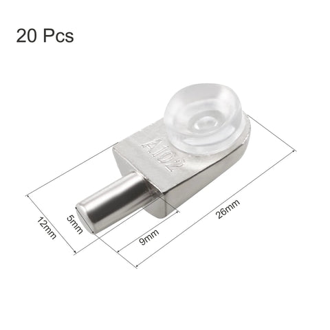 Shelf Support Pegs 20pcs Glass Shelf Pins Bracket Zinc Alloy Nail Polished Rod Joint with Suction Cup with 5mm Dia Pin