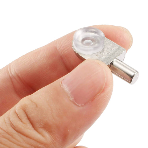 Close-up of Shelf Support Pegs 20pcs Glass Shelf Pins Bracket Zinc Alloy Nail Polished Rod Joint with Suction Cup with 5mm Dia Pin