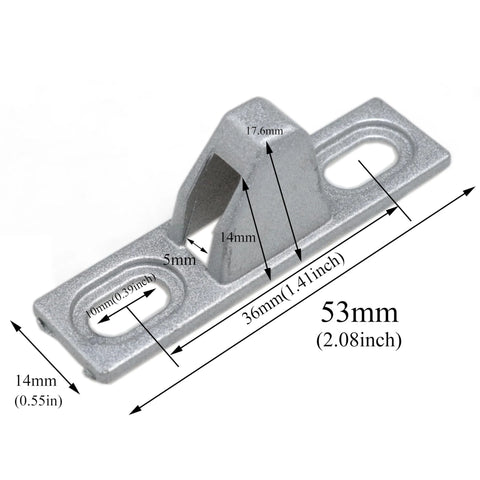 Sliding Door Keeper Set 2 Pack 2.06 Inch Zinc Alloy Chrome Plated Locks For Sliding Glass Doors with dimensions labeled