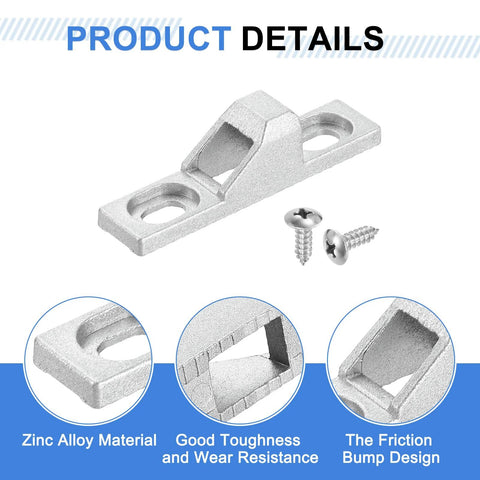 Sliding Door Keeper Zinc Alloy Silver, 2.36 x 0.55 Inches with Mounting Screws, Zinc Alloy Construction, fits various sliding doors.