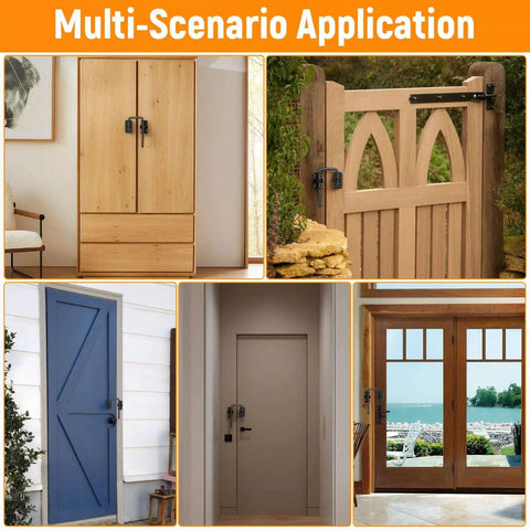 Zinc Alloy Rotary Sliding Door Lock used on various doors and gates, showcasing versatility and DIY installation options.
