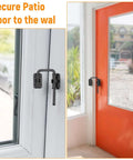 Zinc Alloy Rotary Sliding Door Lock for Patio and Screen Doors Safety Latch installed on white and red doors