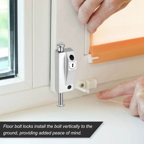 Zinc Alloy Sliding Patio Door Deadbolt Lock With Two Keys From Inside Black For Enhanced Home Security installed on a white frame