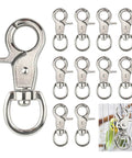10 Pack Trigger Snap Hooks 2.32 Inches By 0.82 Inches Heavy Duty Swivel Metal Clasps for bird cage and key chains shown in use.