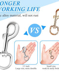 3.5 Inch Swivel Eye Bolt Snap Hooks 154 Lbs Load Capacity Zinc Alloy Heavy Duty Single Ended Flag Clips comparison with rusted hook