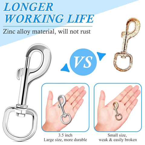 3.5 Inch Swivel Eye Bolt Snap Hooks 154 Lbs Load Capacity Zinc Alloy Heavy Duty Single Ended Flag Clips comparison with rusted hook