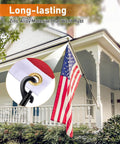 Heavy Duty 2.75 Inch Swivel Snap Hooks 30 Pack Rust Resistant Clips attached to flagpole with American flag