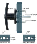 Diagram of durable zinc alloy THandle lock set for truck cap and camper shell with sizes and screw dimensions shown