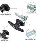 Durable zinc alloy THandle lock set for truck cap and camper shell delivers rust resistance and secure protection, with close-up details.