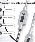 Adjustable Tap Wrench Handle For M1-M12 And W1/16-1/2 Reamers, zinc alloy build, size marking, superior hardness, side view.