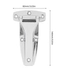 Silver TYJH06 Toolbox Hinge Zinc Alloy Heavy Duty Toolbox Latch Hardware, front view, dimensions 82mm by 140mm