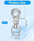 Product dimensions for 30 Pack Trigger Snap Hooks With Swivel Lobster Clasps Heavy Duty Zinc Alloy Lanyard Clips 2.32 By 0.82 Inches