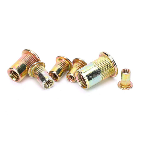 Set of 300 Piece Blind Rivet Nuts Color Plated Zinc Steel Galvanized Rustproof for Fastening Metal Plates and Pipes