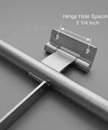 Durable 36 inch zinc plated cam bar lock for cargo trailers, hinge hole spacing showing 3 1/4 inch, close-up view.