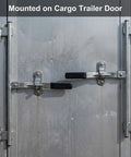 Durable 36 Inch Zinc Plated Cam Bar Latch for Trailers installed on cargo trailer door with rubber grip handle