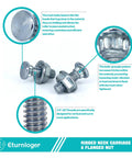 Carriage Bolts For Garage Door Tracks And Extension Ladders Set With Lock Nuts Zinc Plated Flat Head Bolts Knurled Neck