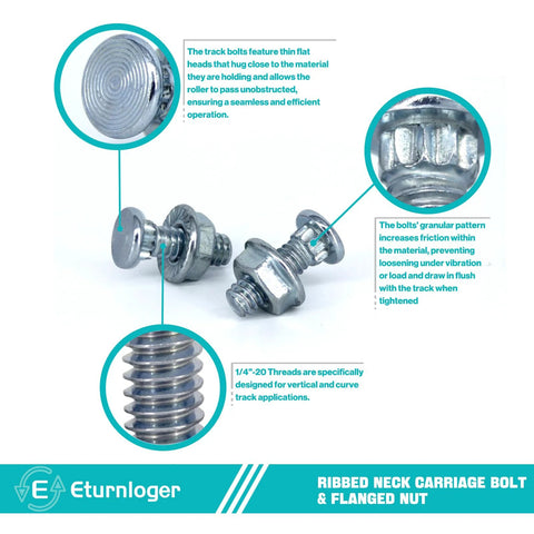 Carriage Bolts For Garage Door Tracks And Extension Ladders Set With Lock Nuts Zinc Plated Flat Head Bolts Knurled Neck