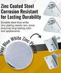 10mm Ball Stud Mounting Bracket Set showing zinc plated steel brackets with corrosion resistance feature for gas struts and hood lids.