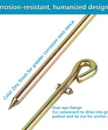 Portable Ground Rod Kit With Half Inch Diameter Eighteen Inch Rod And Five Point One Foot Twelve AWG UL Listed Ground Wire, close-up showing zinc coating and design.