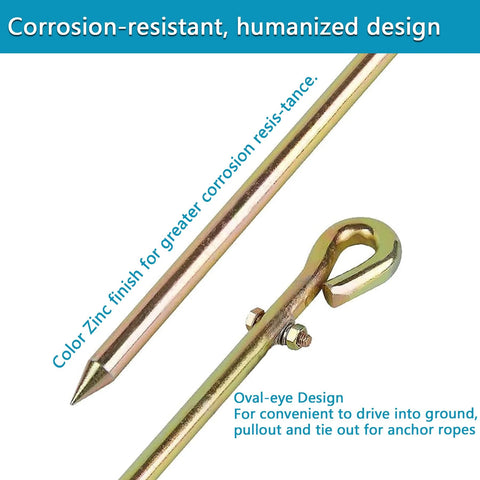 Portable Ground Rod Kit With Half Inch Diameter Eighteen Inch Rod And Five Point One Foot Twelve AWG UL Listed Ground Wire, close-up showing zinc coating and design.