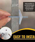 Demonstration of 28PCS Toggle Bolts, Wing Nuts, Heavy Duty Hollow Wall Anchors for 2-1/2 inch drywall adjusted installation