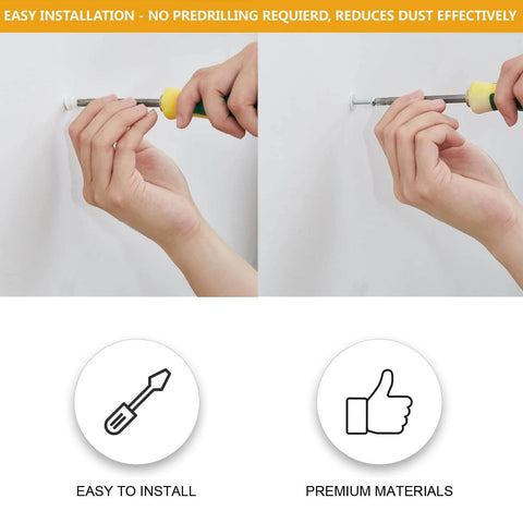 Installing #8 Zinc Self-Drilling Drywall Anchors, 60-Piece Set showing hands using screwdriver in drywall