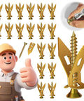 200 Pcs Self Drilling Drywall Anchors with Screws Kit, shown with metal expansion bolts and a worker demonstrating installation.