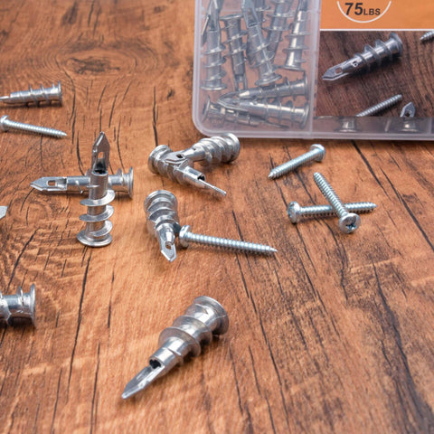 #8 Zinc Self-Drilling Drywall Anchors and Screws Kit, 60-Piece Set with 30 Heavy Duty Anchors and 30 #8 x 1-1/4 inch Galvanized Screws